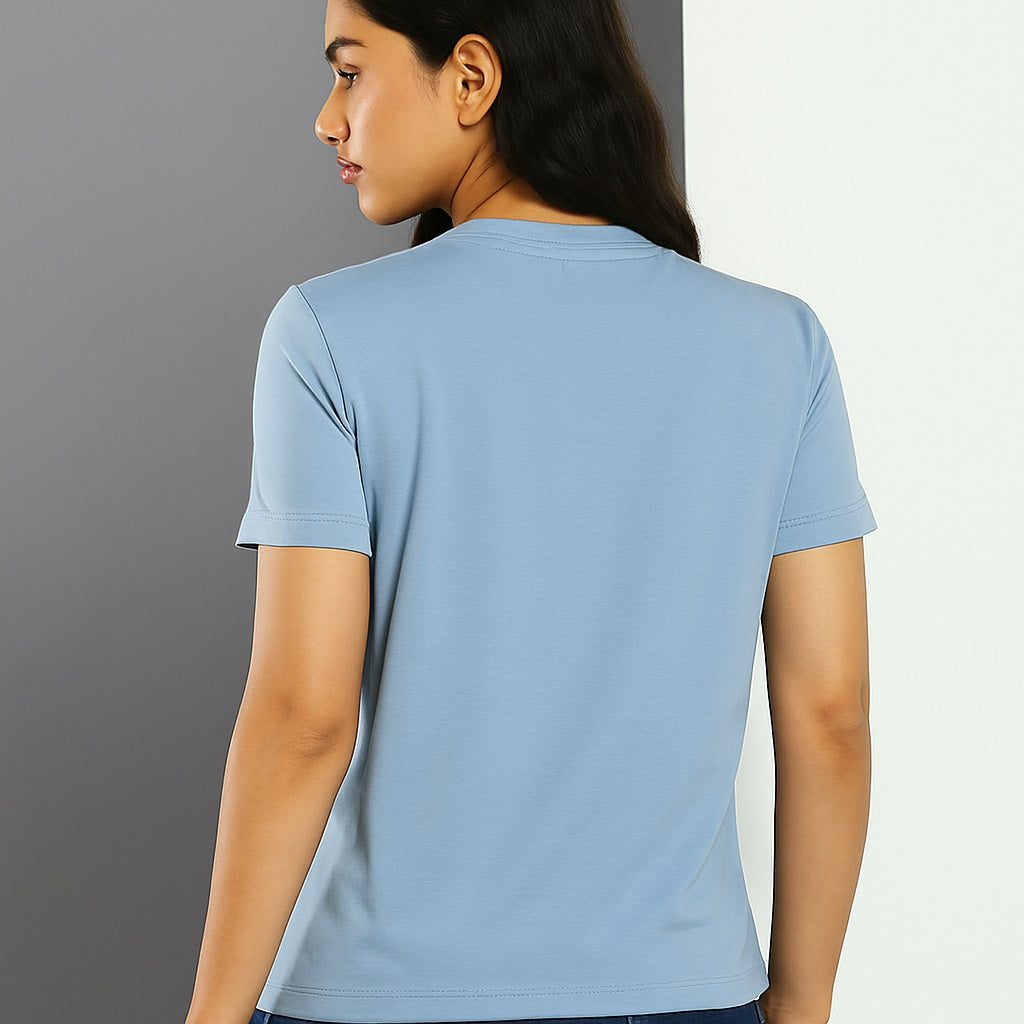 Women Round Neck Brand Logo Printed T-shirt