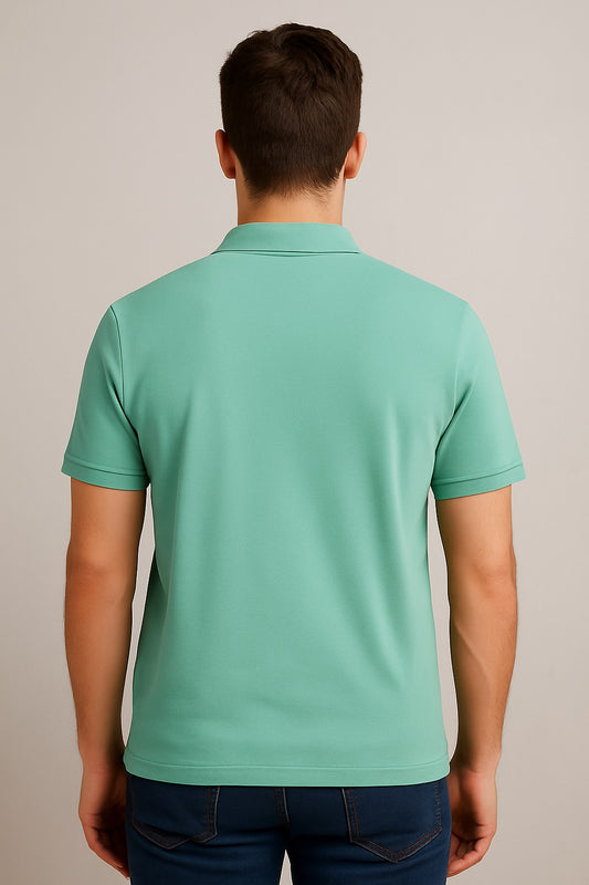 Men's Solid Slim Fit Polo T-Shirt Light Green