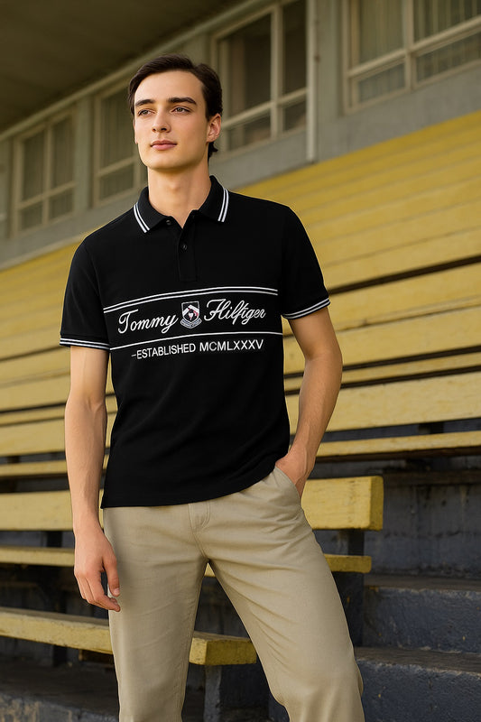 Regular Fit Embroidered Polo T-Shirt Black