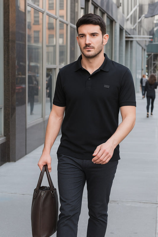 Levi's Men's Solid Slim Fit Polo T-Shirt Black