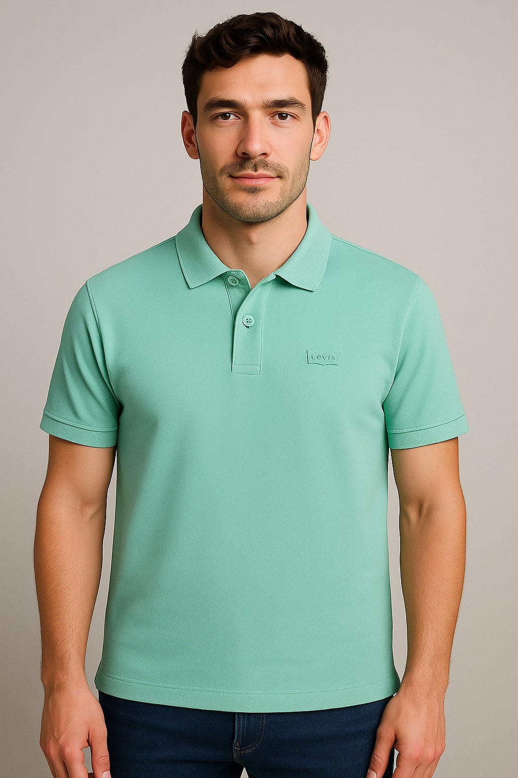 Men's Solid Slim Fit Polo T-Shirt Light Green