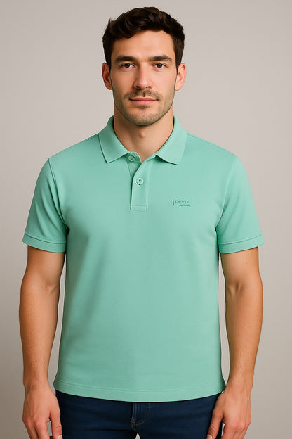 Men's Solid Slim Fit Polo T-Shirt Light Green