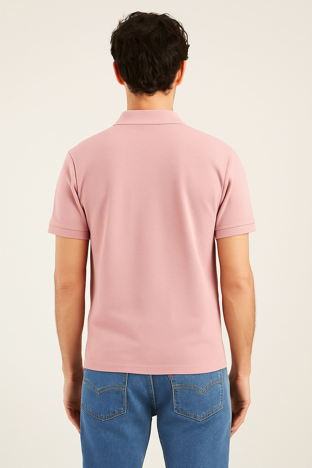Men's Solid Slim Fit Polo T-Shirt Light Pink