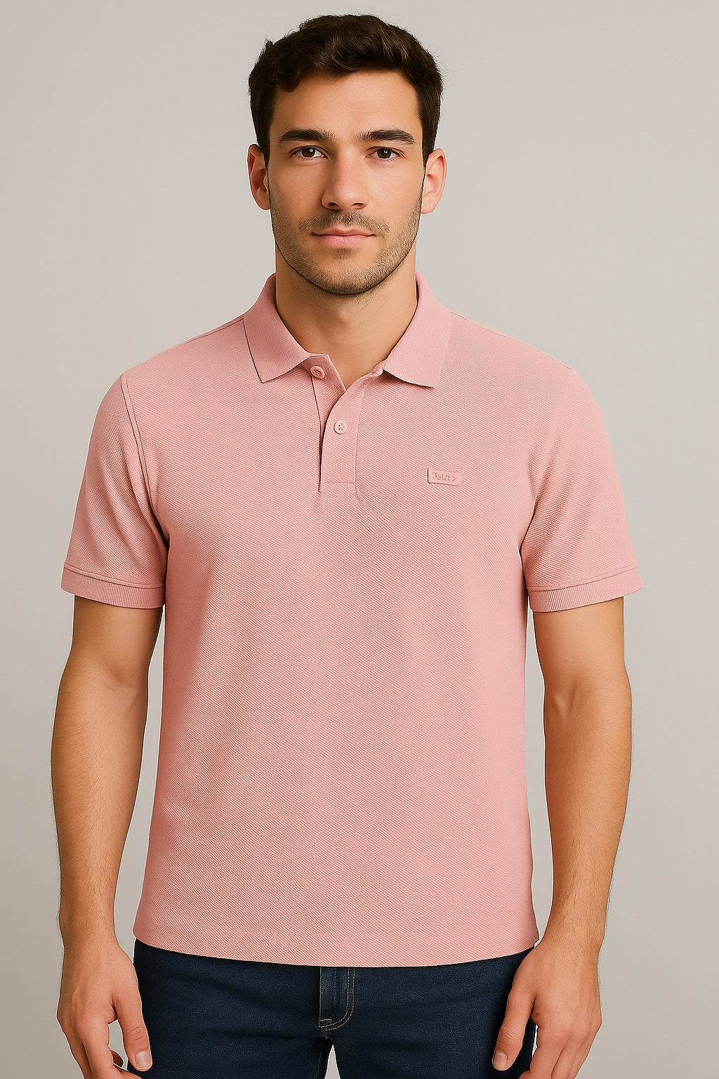 Men's Solid Slim Fit Polo T-Shirt Light Pink