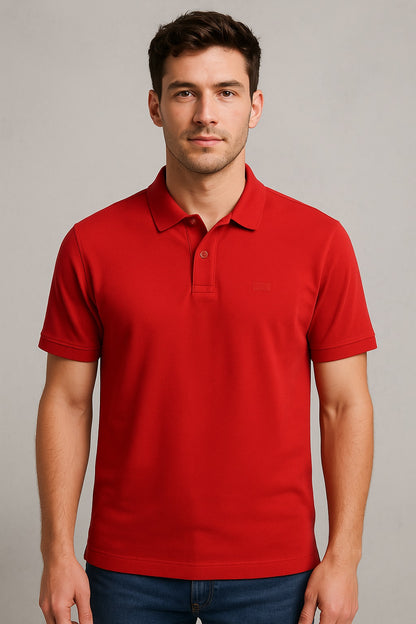 Men's Solid Slim Fit Polo T-Shirt Red