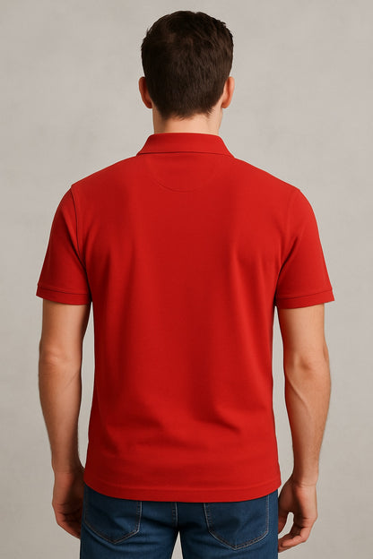Men's Solid Slim Fit Polo T-Shirt Red