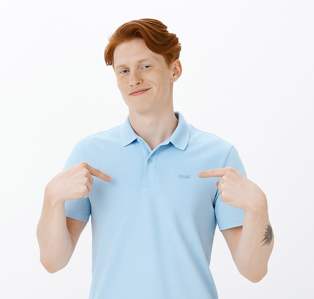 Men's Solid Slim Fit Polo T-Shirt Sky Blue