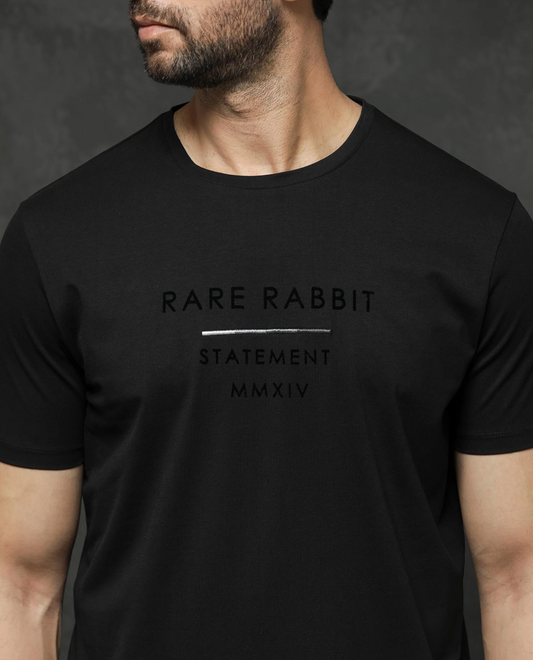 Rare Rabbit Embroidery T-Shirt Guild Party - Kalo - Black