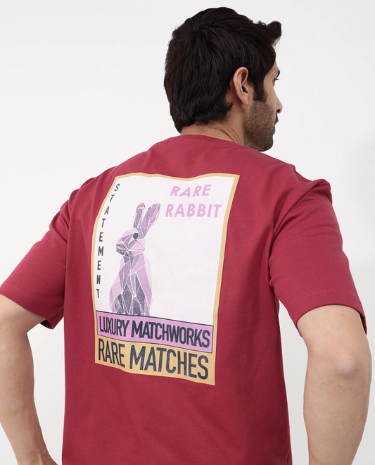 Rare Rabbit Oversized Graphic Print T-Shirt Iver - Red