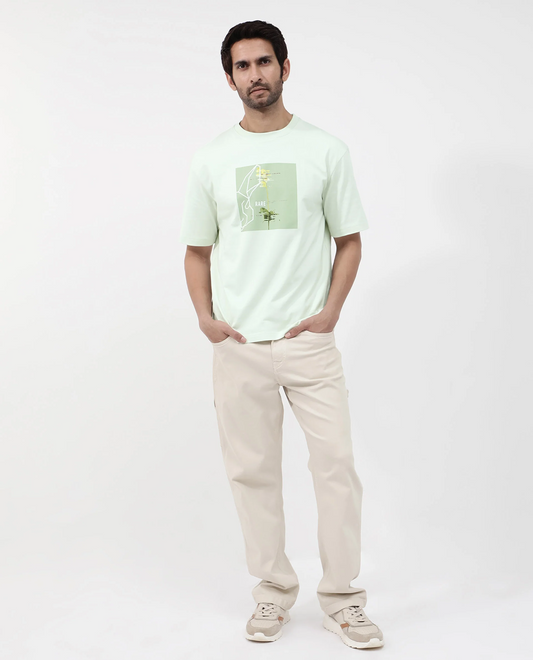 Rare Rabbit Oversized Graphic Print T-Shirt Luca - Pastel Green