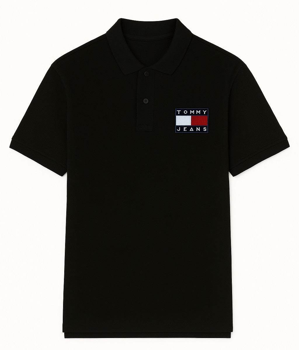 Badge Regular Fit Polo T-Shirt Black