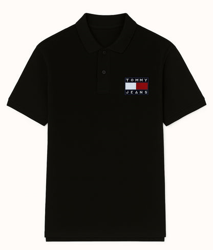 Badge Regular Fit Polo T-Shirt Black
