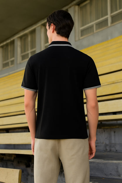 Regular Fit Embroidered Polo T-Shirt Black