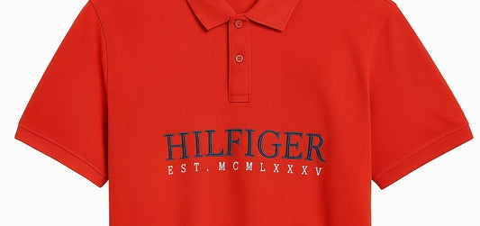 Tommy Hilfiger Brand Logo Polo Collar Pure Cotton T-Shirt Red