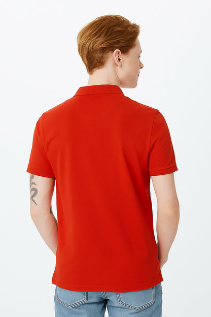 Polo Collar Pure Cotton T-Shirt Red