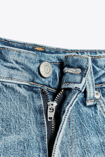 Rigid Mom Fit Bermuda Blue High Rise